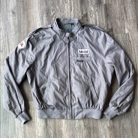 Members Only Jacket Gray Mobil Jacket Vintage Zip Up Size 44 - Picture 1 of 14